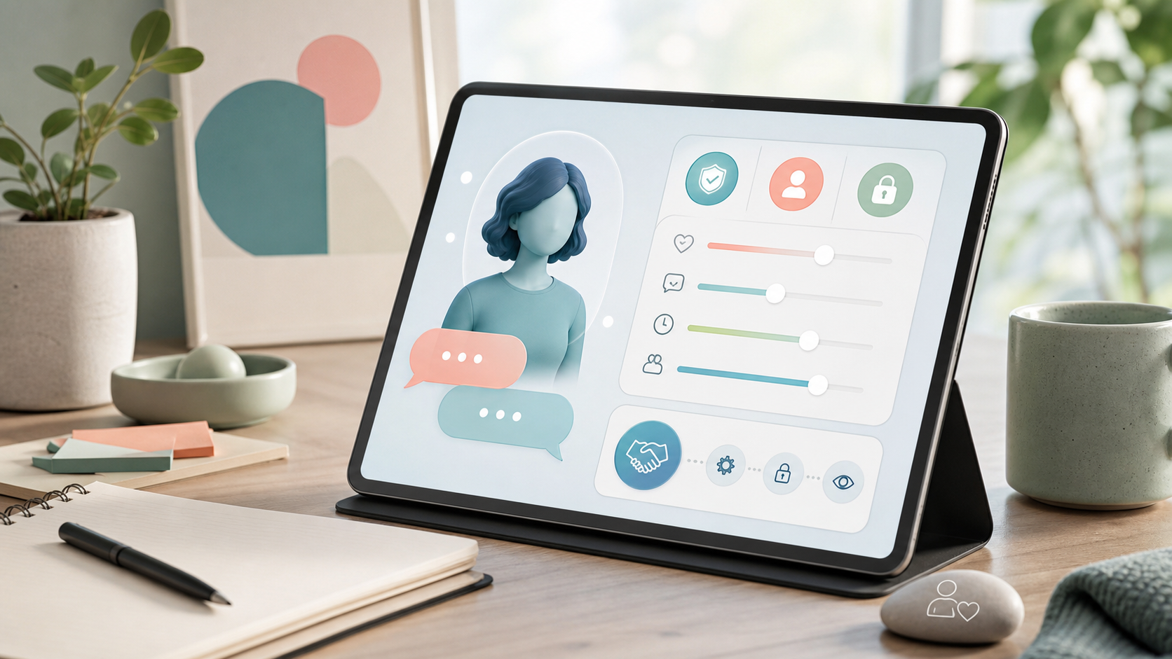 AI companion settings interface with privacy and boundary controls